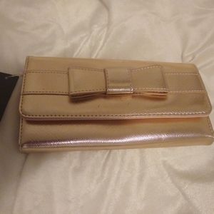 Apt 9 Clutch Wallet Rose Gold with Bow NWT